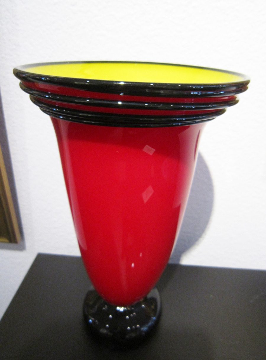Red Vase with Yellow Interior Donald Carlson